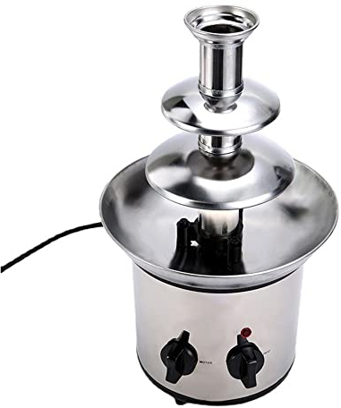 KELUNIS Fuente de Chocolate de Acero Inoxidable fundue Juego con Motor Ajustable y dial de Temperatura, con 3 Capas y Base de Horno Caliente, Ideal para Fiestas y Bodas