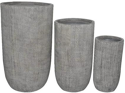 Cosma Juego de 3 jarrones crisantemo aluminio fibra de arcilla gris