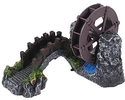 CIYODO Water Feature Pump Windmill Wheel Fish Tank Bridge Ornament Aquarium Landscape Decoration Garden Ornament Water Pump for Garden