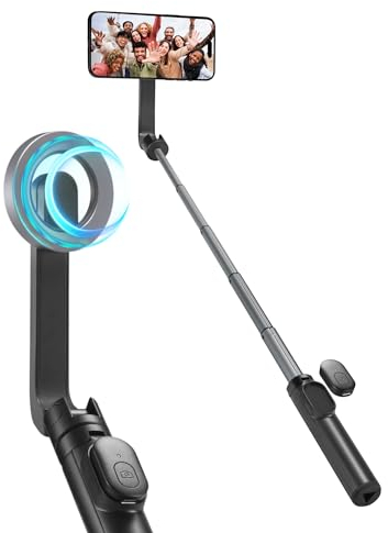 Spigen Treppiede Smartphone Bastone Selfie Compatibile con MagSafe Wondersnap MagFit S570W, Selfie Stick Bluetooth con Telecomando per iPhone, Galaxy, Pixel, Xiaomi, GoPro etc - Nero