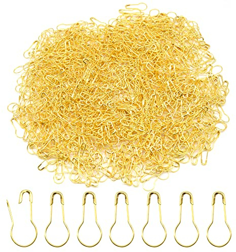 Hocansen 1000 Stück Sicherheitsnadeln Metallkürbisnadel 22mm Birnenförmige Snadeln Calabash Pin für Maschenmarkierer,Stricken,Nähzubehör(Gold/HL)