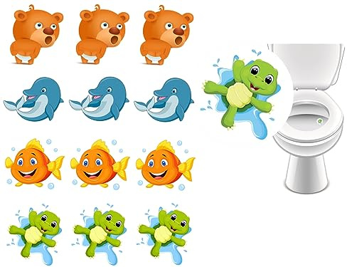 12 x WC Aufkleber Toilettensticker für Schule Gastronomie Ausstattung Kneipe Praxis Krankenhaus Pissior Urinal lustige Deko (Lieblingstiere 12x)