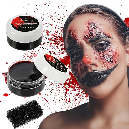 Aomig Plasma Cream, 3 St Blodsalva, Sfx Special Effects Makeup, Vampyrblod, Fake Blood Prop Makeup, Fake Wound Forming Scars Kit Med Svamp, Coagulated Blood Gel FöR Halloween Fake Cuts