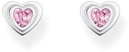 THOMAS SABO Ohrstecker Herz mit pinkfarbenem Zirkonia Silber geschwärzt 925 Sterlingsilber, Geschwärzt