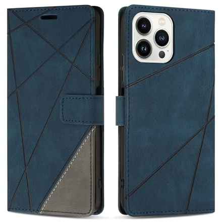 SONWO Hülle für iPhone 13 Pro Max Hülle, Premium PU Leder Handyhülle Wallet Silikon Schutzhülle Klapphülle für iPhone 13 Pro Max, Blau