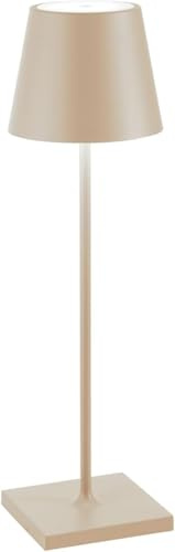 Zafferano, Poldina Pro-Lampa, Uppladdningsbar Sladdlös Bordslampa med Touchkontroller, Även Användbar som Utomhuslampa, Dimmer, 2200-3000 K,Höjd 38 CM, Färg Sand