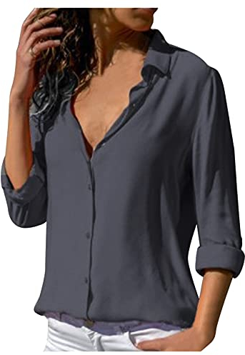 HOOUDO Sale Angebote Damenbluse mit bedruckten Partys Blaues Glitzer Top T Shirts Weiß Einfarbige Tunika Shirt Damen Spaghetti Top Seamless Ausgefallene Tuniken Festival Meine Bestellungen Anzeigen