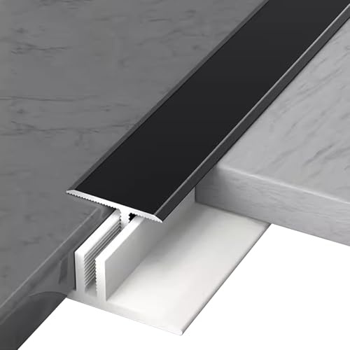 GTPBAO Übergangsprofil Abdeckleisten Länge 150cm 130cm 110cm 90cm Bodenübergangsleiste, Schwarze T-Form-Bodenverbindungsleiste Aus Aluminiumlegierung für Boden und Tür(105cm/41.3 inch)