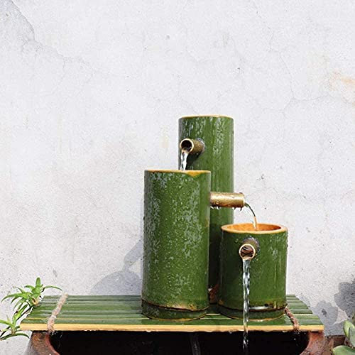 KHYTEBV Kit de Fontaine en Bambou Classique, Fontaine en Pierre d'aquarium, Fontaine de Jardin intérieure et extérieure, décoration de Maison, Cour d'ornement