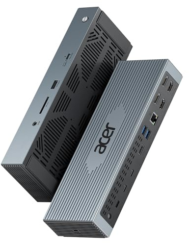 Acer 16-in-1 Thunderbolt 4 Dock con supporto DisplayLink per monitor Quad, stazione di docking USB-C, alimentatore da 160W, trasferimento dati a 40Gbps, Ethernet da 2,5Gbps con MacBook Pro/Air, laptop