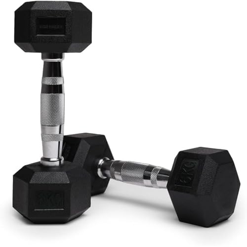 Northern Hex Dumbbell Set Rubber Heavy Weights with Metal Handles Anti-Rolling for Weight Lifting Bodybuilding Exercise Workout Strength Training Home Gym 1kg-50kg Pairs Sets