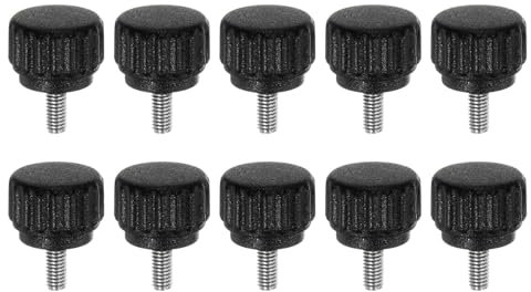 QUARKZMAN 10pz Pomelli a Serraggio Zigrinati a Mano Viti M3 x 6mm Filettatura Maschio Metrica Testa in Plastica Opaca da 13mm in Acciaio Inossidabile 304 Manopola Filettata a Mano Vite, Nero