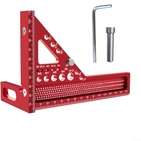 Sandyseptember 3D Carpenter's Square Ruler Multi-Angle Marking Tool with Degree Scriber Aluminum Alloy Woodworking Triangle Measuring Instrument
