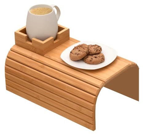 Portavasos De Madera para Sofá, Bandeja para Reposabrazos De Sofá, Bandeja para Reposabrazos De Mesa De Sofá para Bebidas, Refrigerios, Controles Remotos Y Teléfonos: Organizador De Ajuste,