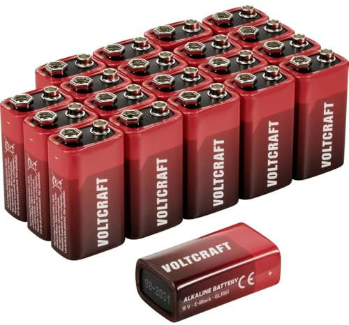 VOLTCRAFT VC-16107985 Batteria da 9 V Alcalina/manganese 550 mAh 9 V 20 pz.
