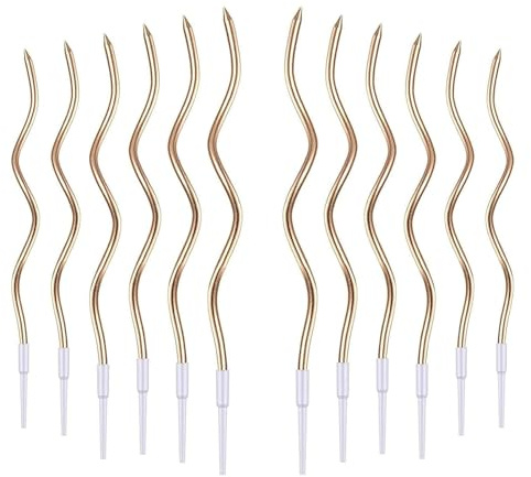 36 Pièces Bougie Anniversaire, Bougies d'anniversaire Torsadées Bougies de Gâteau en Spirale avec Supports,Convient pour les Gâteaux,les Fêtes,les Mariages,les Décorations de Fête,Couleur champagne