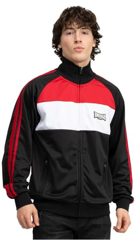 Lonsdale Herren Trainingsjacke normale Passform BRACKLESHAM L, Black/Dark Red/White