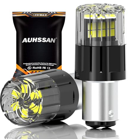 AUHSSAN 1157 BAY15D P21/5W Bombilla LED, 6000K Blanco Súper Brillante 12V-24V para la Luz Marcha Atrás, Bombilla de Señal de Giro, Luces de Aparcamiento, Luz de Cola/Freno, Luces Diurnas (2Piezas)