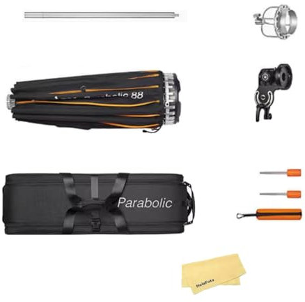 Godox Parabolic 88 Reflector Kit P88 Light Focusing System,90cm Umbrella Softbox with 24 Rods,Freely Adjust Flash Speedlight Reflection Density,Best for Fashion,Beauty,Fine-Art(Bowens Mount)