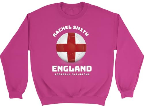 Shopagift Personalised England Flag Football Supporters Fan Kids Sweatshirt Jumper Boys Girls