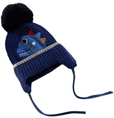 Generisch Bonnet d'hiver en tricot doux et chaud pour enfant, bébé, fille, garçon, animal dinosaure, avec polaire, casquette snapback