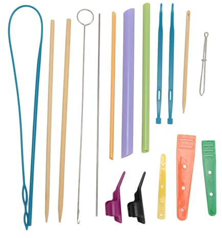 Quick Turn Fabric Set Adjustable Multifunctional Colorful Plastic Tube Turning Tool for Sewing Crafting and DIY Projects Stainless Steel Bamboo Plastic Material 14 Piece Set