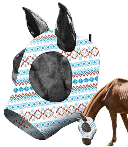 Weqizuerqi Protector contra moscas de caballo, mantiene alejados, protección UV, transpirable, suave, para ver claramente, protección de equitación, entrenamiento cómodo al aire libre