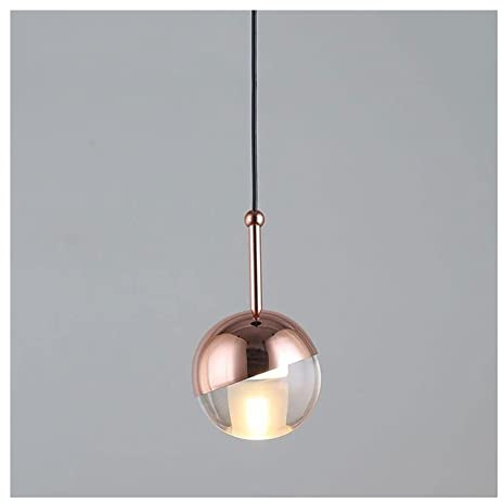 Lámparas Colgantes, Moderna y Sencilla lámpara Colgante M-INI con Pantalla de Cristal Rosa, lámpara Colgante LED semiempotrada, luminaria suspendida de Altura Ajustable.