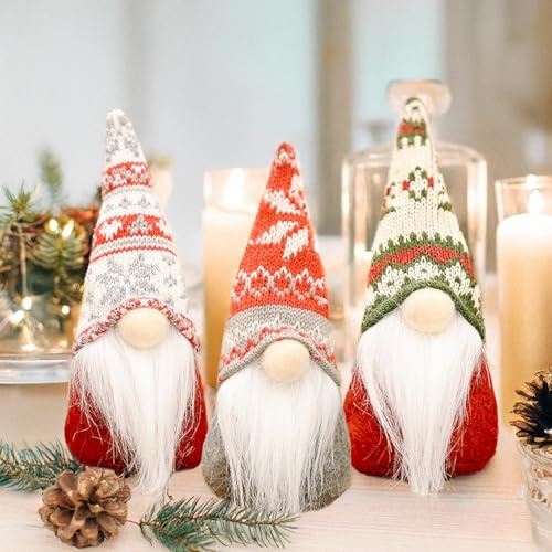 Weihnachtswichtel 3er Set Wichtel Figuren Weihnachten Dekoration Weihnachtsdeko Christmas Decorations Wichtel Zubehör für Home Küche Deko Weihnachtszwerg Weihnachtsmann Handmade Plüschfiguren