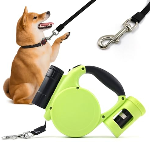 Guinzaglio Retrattile, Guinzaglio Per Cani Allungabile Estensibile Da 5 M, Guinzaglios Retrattile Per Cani Con Custodia E Luce Led, Guinzaglio Estensibile, Gatti E Animali Domestici Fino 20 Kg