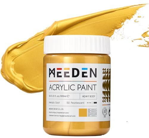 MEEDN Colori Acrilica Oro Metallizzata: 300 ml Vernice Oro a Foglia per Artisti Adulti per Decorazioni Natalizie - Vernice Acrilica Oro per Lavori Manuali e Pittura su Mobili in Legno