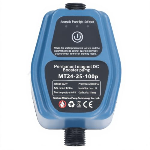 TIKATARER Bomba Presurizadora de Agua para Ducha Calentador, 25L | Control Inteligente de Presión, 100W 24V Motor Sin Escobillas, IP56 Bomba Silenciosa Automática para Jardín Hogar