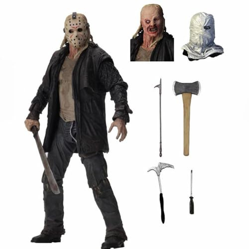 Starida Jason Voorhees Figurine d'anime d'horreur avec accessoires 18 cm - Statue de modèle tueur - Décoration de la maison, du bureau, collection cadeau