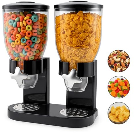 CROWNSHOP Dry Food Cereal Dispenser Black Dry Food Storage Dispenser Candy