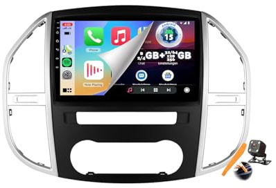 Autoradio Android 15.0 per Vito W447 2014-2021 Navigazione GPS satellitare 10.1'' Touchscreen Lettore video multimediale DVD Ricevitore FM BT con Carplay 4G 5G WiFi DSP SWC