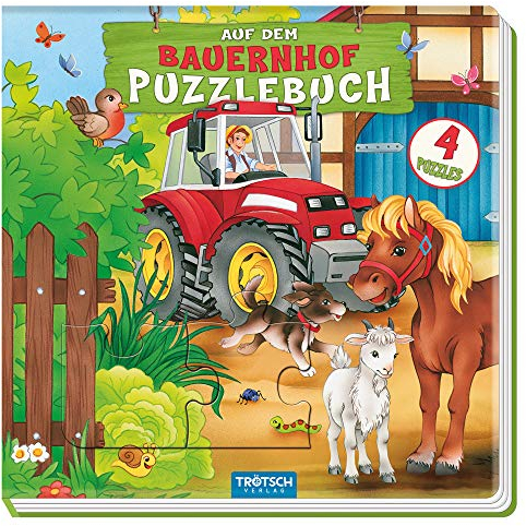 Trötsch Puzzlebuch mit 4 Puzzle Bauernhof: Beschäftigungsbuch Entdeckerbuch Puzzlebuch