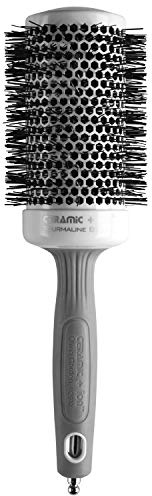 Olivia Garden Ceramic + Ion Round Thermal Hair Brush - Not Electrical - Professional Blowout Brush for Normal to Thick Hair - 2 1/8 Diameter Barrel - White and Grey - CI-55