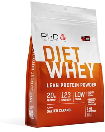 PhD Nutrition Diet Proteine in polvere Whey 1kg Caramello salato - Proteine in polvere ipocaloriche a supporto della dieta, Con 16g di proteine per porzione