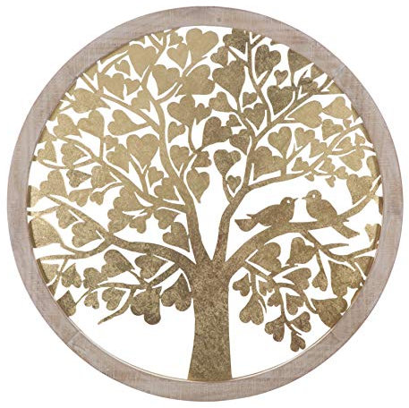 Mauro Ferretti srl Quadro Pannello Legno Metallo Albero della Vita Oro cm.Ø80x2,5