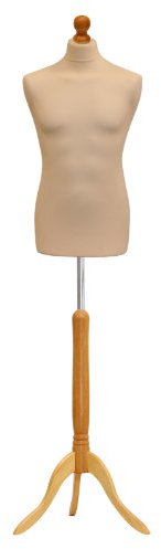 Tailors Dummy Male Dressmakers Fashion Mannequin Students Cream With Lightwood Stand
