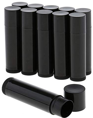 Queta 50 Stück Leer Lippenstift Kunststoff Lippenstifthülsen Leer Lippenbalsam Hülsen DIY Lippen Balm Tubes Container Hausgemachte Lippenbalsams Nachfüllbar mit Kappe 5g (Schwarz)