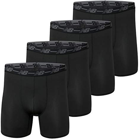 New Balance Men's Nb3017-4 Performance 5 No Fly Boxer Briefs 4 Pack, Black/Black/Black/Black, L UK