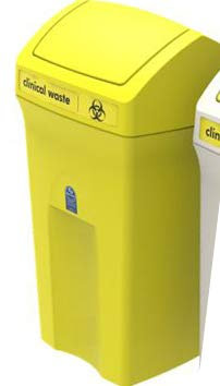 Office Needs Direct Envirobin 100 Litre Yellow Base Yellow Flip Lid Clinical Waste & PPE Bin With Antimicrobial Additive