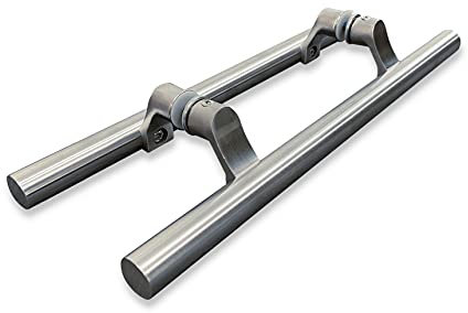 Post-Mount Offset Doppelseitige Leiter Stil Push-Pull Edelstahl Türgriff für Stahl-, Aluminium- und Glastüren, gebürstetes Edelstahl-Finish (40,6 cm, satinierter Edelstahl)