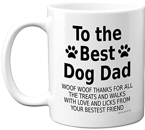 Fathers Day Gift from Dog Mug, Funny Coffee Mug Cup, Woof Thanks, Gifts | Fathers Day Gift from Dog Mug, Funny Coffee Mug Cup, Woof Thanks, Gifts for Men, Christmas, Birthday Present, Made in UK