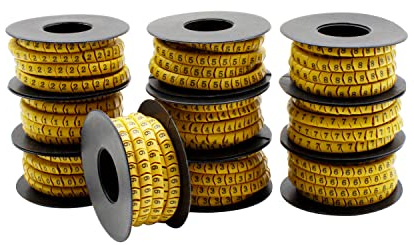 SRJQXH Kabelbeschriftung 10 Rollen 0~9 Kabelmarkierer Nummer, Kabel Beschriftung 2,5mm², Kabeletiketten 2700 Kapseln, Drahtdurchmesser bis 4,2mm