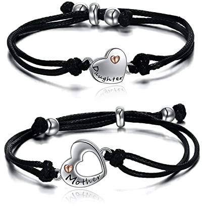 POPLYKE 925 Sterling Silber Mama Tochter Armband Mutter Tochter für 2 Herz