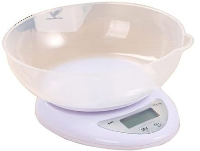 Bilance da Cucina Elettronica Digitale con Ciotola, Perfetta for Cucinare, Cucinare, Cibo/pesatura del Liquido, visualizzare Facilmente Lettura, g/oz/lb - Bianco con Ciotola Bianca