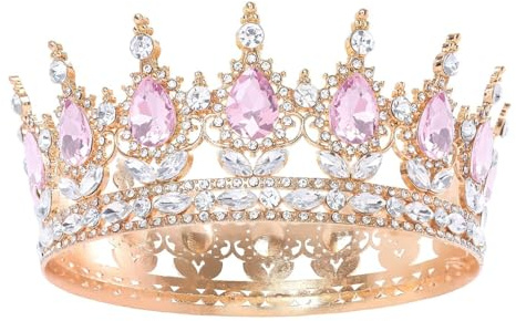 [Gift Box Packed] Princess Tiaras Women Crystal Tiara Full Round Rhinestone Tiara Bridal Queen Crown Crystal Headband Present for Women Birthday Cake Decoration Wedding Hair Accessories