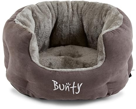 Bunty Polar Dog Bed & Cat Bed, Small | Cosy Fluffy Fleece Calming Dog Bed | High Wall Snuggle Anti Anxiety | Washable Bed & Cushion for Puppy, Small to Large Pets - Grey